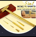 5-in-1 Mini Brass Hammer & Screwdriver Multitool